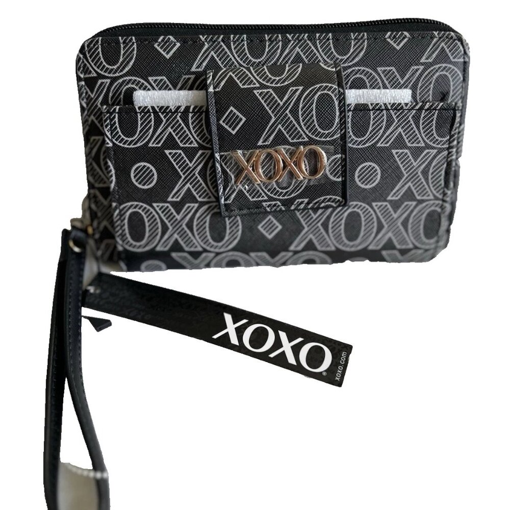 XOXO Women's Zip Around Wallet LARGE Black & Gray color - BNWT